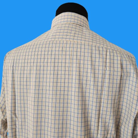 MOHAN CUSTOM TAILORS INC MEN LONG SLEEVE Plaid DRESS SHIRT - SIZE 17.5 - Picture 6 of 6